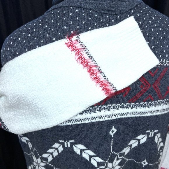 CJ Banks Knit Cowl Neck Sweater 1X Reindeer Snowflake Fair Isle Holiday Winter - Picture 5 of 10